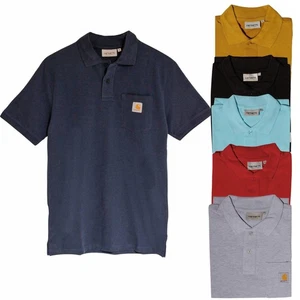 Carhartt Mens Relaxed Cotton Pique Pocket Front Polo Shirt - Picture 1 of 26