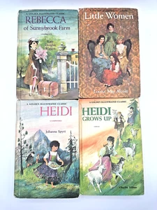 A Golden Illustrated Classic (Lot of 4) Books: Little Women, Heidi, Rebecca... - Picture 1 of 19
