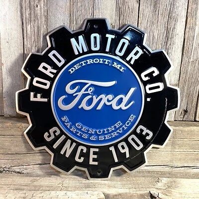 Ford Motor Co. Since 1903 Embossed Gear 12" Metal Tin Sign Garage Man Cave New - Image 1 of 3