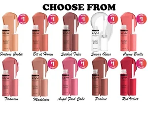 NYX Butter Lip Gloss FORTUNE COOKIE/BIT HONEY/SPIKED TOFFEE/SUGAR GLASS - SELECT - Picture 1 of 21