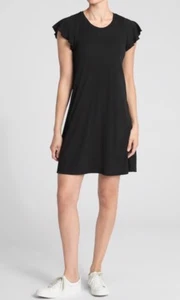 Gap Flutter Sleeve Swing Dress Women`s Black Jersey Msrp $40 NWT - Picture 1 of 12