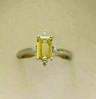 Lab-created 1.60ct Emerald Cut Sapphire & Cz Solitaire Wedding 935 Silver Ring