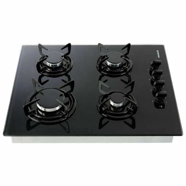 Arebos 63cm Piano Cottura a Gas con 4 Fuochi - Nera