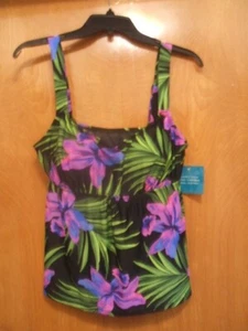 Swimsuits For All Beach Belle Sz 10 NWT Tankini Top Vibrant Floral Beach 2930 - Picture 1 of 18