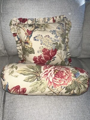 JUEGO DE 2 ALMOHADAS PERSONALIZADAS ~ BRUNSCHWIG & FILS 18” CUADRADO Y 21” CUELLO Foto 1 de 4