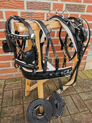 Eco Quick out Einspänner Brustblattgeschirr, Gr Minishetty, schwarz/weiß  Leder - Bild 1 von 4