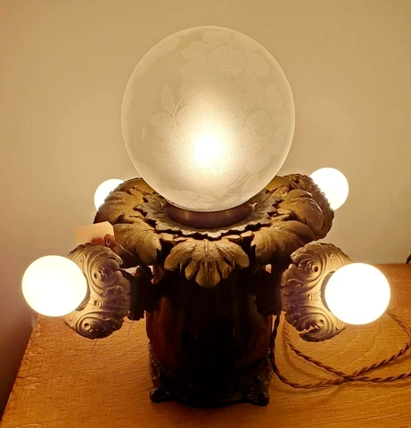 Antique Vintage Freemason Masonic Large dimming lamp light fixture crystal ball Cover