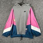Nike Hoodie Womens Medium Grey Pink Windbreaker Oversized Y2k Vintage Sweater