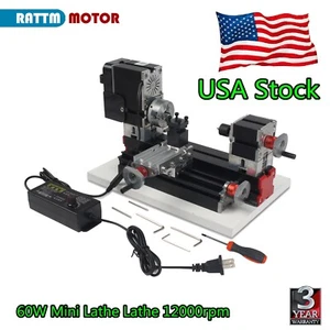 〖US〗60W Mini Lathe 12000rpm Micro Machine Tool for Hobbyist Woodworking Craft - Picture 1 of 10
