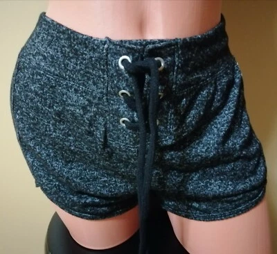 💕VS ROSA ACOGEDOR CINTURA ALTA PANTALONES CORTOS CON CORDONES GRIS NUEVO CON ETIQUETAS TALLA XS Foto 1 de 4