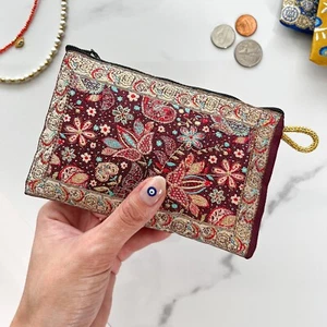 Mini boho fabric coin purse, handmade zipper pouch, cute gift, Christmas for wom - Picture 1 of 15