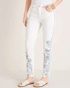 Chicos So Slimming No-Stain Embroidered Girlfriend Ankle Jeans Size 3R (16-XL) - Picture 1 of 4