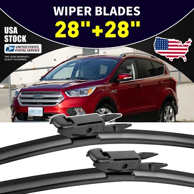 Front Windshield Wiper Blades Pair 28"+28" All Season For Ford Escape 2013-2019 - Image 1 of 4