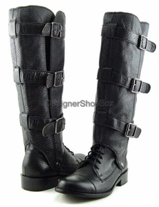 $350 JUICY COUTURE CHARMER Black Leather Designer Convertible Lace Up Boots 6.5 - Picture 1 of 5