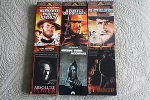 Clint Eastwood VHS 6 Movie Lot Spaghetti Westerns Unforgiven Alcatraz Dollars - Picture 1 of 2