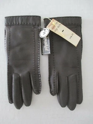 GUANTES VINTAGE NOVAKID BY ARIS IMITACIÓN CUERO MARRÓN OSCURO PEQUEÑOS NUEVOS CON TODAS LAS ETIQUETAS Foto 1 de 4