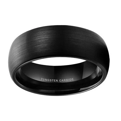 Anillo de boda eterno negro de moda para hombre de moda hecho a mano cepillado Foto 1 de 4