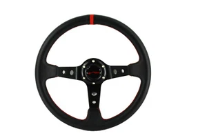 13,5 volante Polaris RZR Can-Am Maverick cóncavo profundo rayas rojas negras - Imagen 1 de 2