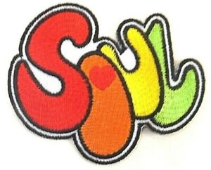 LOVE or SOUL PATCH, bright colours, hippy; SEW-ON/IRON-ON *embroidered badge* 