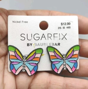 NWT Sugarfix by Baublebar Enamel Beaded Dangle Butterfly Pierced Earrings, J52 - Picture 1 of 4