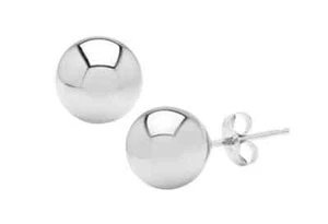 Pendientes de empuje hacia atrás redondos de oro blanco de 14 K de 2 mm-10 mm - Imagen 1 de 9