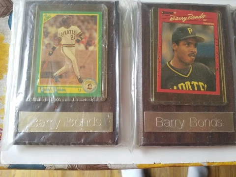 Barry Bonds - early 90's Pirates - wood plaque - BEST OFFER - 3 different cards Cover