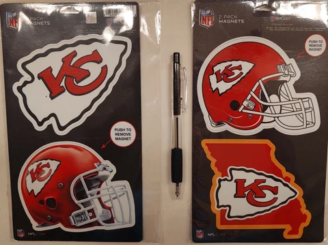 Kansas City Chiefs 5x9" Magnets ~ 2 packs Officially Licensed - Free Shipping Cover