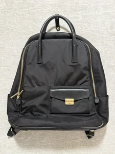 Women’s Tumi Black Nylon and Leather Back Pack, Gold Hardware, Larkin - Picture 1 of 15