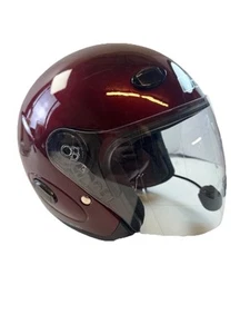 vintage motorcycle helmet HJC-33 maroon open face lift-up shield size M - Picture 1 of 15