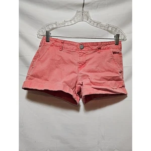 Aeropostale Midi Coral Pink Twill Casual Shorts Womens Size 8 - Picture 1 of 4