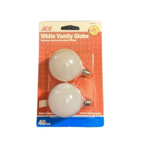 Ace 3020013 White Vanity Globe 40W Frosted Bulbs 2 Pack - Picture 1 of 2