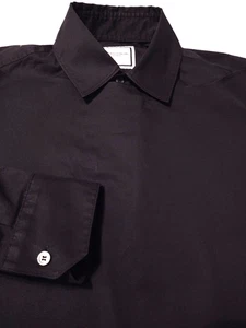 WOOYOUNGMI Paris Men's Pullover Cotton/Nylon Size 46 Black BIDDED Front Shirt - Picture 1 of 6