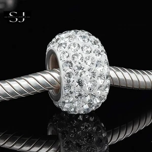 Clear White Charm for Charms Bracelets - 925 Silver plated Bead - Gift for Her - Picture 1 of 3