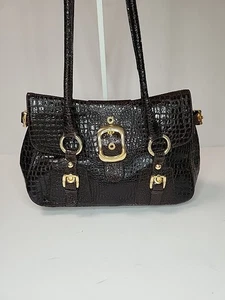 Stuart Weitzman Classic Tea Orinoco Croco Brn Lackleder Handtasche NEUWERTIG  - Bild 1 von 15