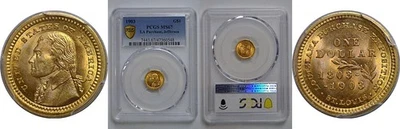 1903 $1 La. Purchase - Jefferson Gold Commemorative PCGS MS-67 - Image 1 of 3
