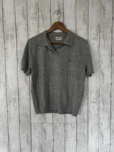 Adanola Knit T-shirt Size Large Grey Cashmere Wool Short Sleeve Polo Shirt Women - Picture 1 of 5