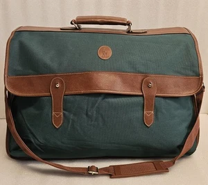 Vtg 90s Polo Ralph Lauren Large Travel Duffle Bag Green Canvas Weekend Overnight - Picture 1 of 24