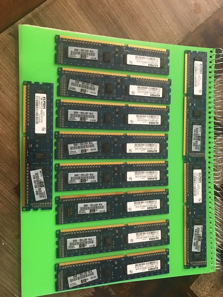 ELPIDA LOT OF 11 1GB 1Rx8 PC3-10600U-9-10-A0 DESKTOP MEMORY EBJ10UE8BDF0-DJ-F - Image 1 of 1