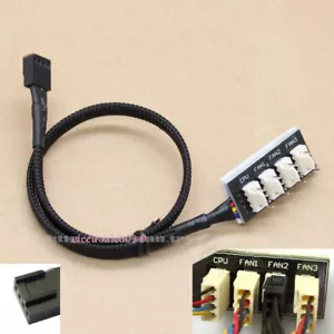 4-way PC FAN HUB Temperature-controlled supports 4Ports 12v 3pin/4pin Fan Cable - Afbeelding 1 van 4