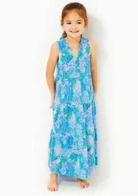 NUEVO CON ETIQUETAS VESTIDO MAXI LILLY PULITZER TALLA X-GRANDE MINI MALONE *FUERTE CORRIENTE MAR* Foto 1 de 4