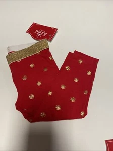 Holiday Time Baby Girl Christmas Red & Gold Leggings Size 12 Months - Picture 1 of 5