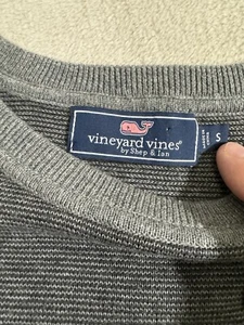 Vineyard Vines Cotton Wool Blend Stripe Sweater S Gray Men - Picture 1 of 6