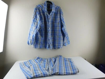 JOHN BLAIR Para hombres XL Azul Cuadros Manga Larga, Largo Verano Pantalones Pijama Conjunto Pijamas NUEVO Foto 1 de 4