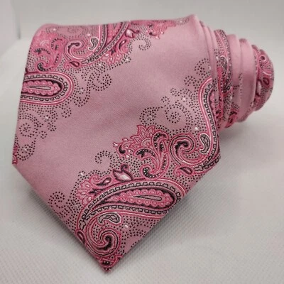 Corbata Steve Harvey Signature 100 % seda rosa cachemira/rayas sólidas 3 3/4 x 60  Foto 1 de 4