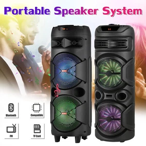 Dual 8" Woofer Portable FM Bluetooth Party Speaker Heavy Bass Sound System W/Mic - Picture 1 of 16