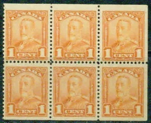 CANADA-1928-1 ¢ GEORGE V BOOKLET PANE OF 6 -F-VF** - Bild 1 von 1