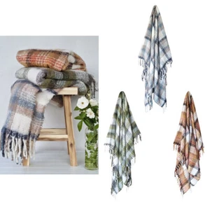 Aiden Faux Mohair Throw Rug with Fringe 130 x 160cm by J Elliot Home - Picture 1 of 8