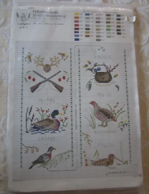 Permin of Copenhagen Cross Stitch Kit  Bell Pull - Hunting/Birds/Flowers  - NOS - Image 1 of 4