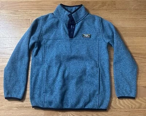 LL Bean boys blue/turquoise sweater fleece pullover size 10/12 with snaps - Picture 1 of 3