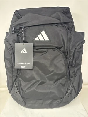 adidas Black 5-Star Team 2 Backpack Dual Water Bottle Pockets Padded Back Panel - Image 1 of 4